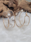 Unique Pearl embedded Lucite Hoop earrings