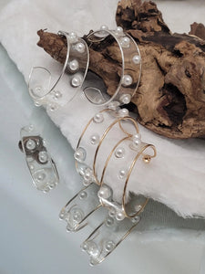 Unique Pearl embedded Lucite Hoop earrings