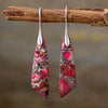 Sea Sediment Jasper Teardrop Earrings- Red