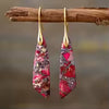 Sea Sediment Jasper Teardrop Earrings- Red