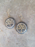 Hematite and Crystal Tree of Life Earrings