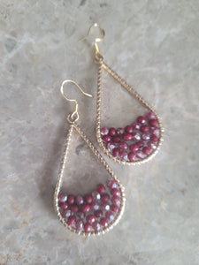 Red Crystal Wire design Teardrop Shape Earrings