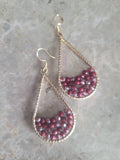 Red Crystal Wire design Teardrop Shape Earrings
