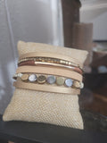 Magnetic Clasp Multiple Strand Leather designer cuff- Nude
