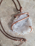 Brazilian Agate Crystal Filled Geode Pendant Necklace