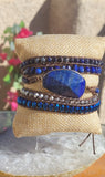 Blue Lapis Lazuli Stone Unisex Wrap Bracelet