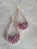 Red Crystal Wire design Teardrop Shape Earrings