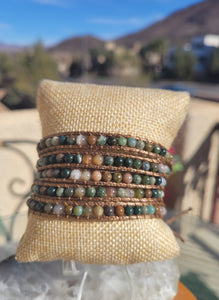 Indian Agate 5 layer beaded wrap bracelet