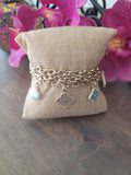 Beautiful Lucky Clover Natural Stone Charm Bracelet
