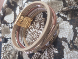 Magnetic Clasp Multiple Strand Leather designer cuff- Nude
