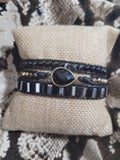 Black Onyx 3 wrap Natural Stone Bracelet