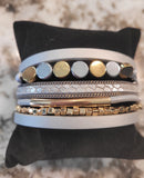 Magnetic Clasp Multiple Strand Leather designer cuff- white