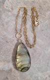 Faceted Tear Drop shaped Labradorite stone Necklace, minimalist natural stone necklace