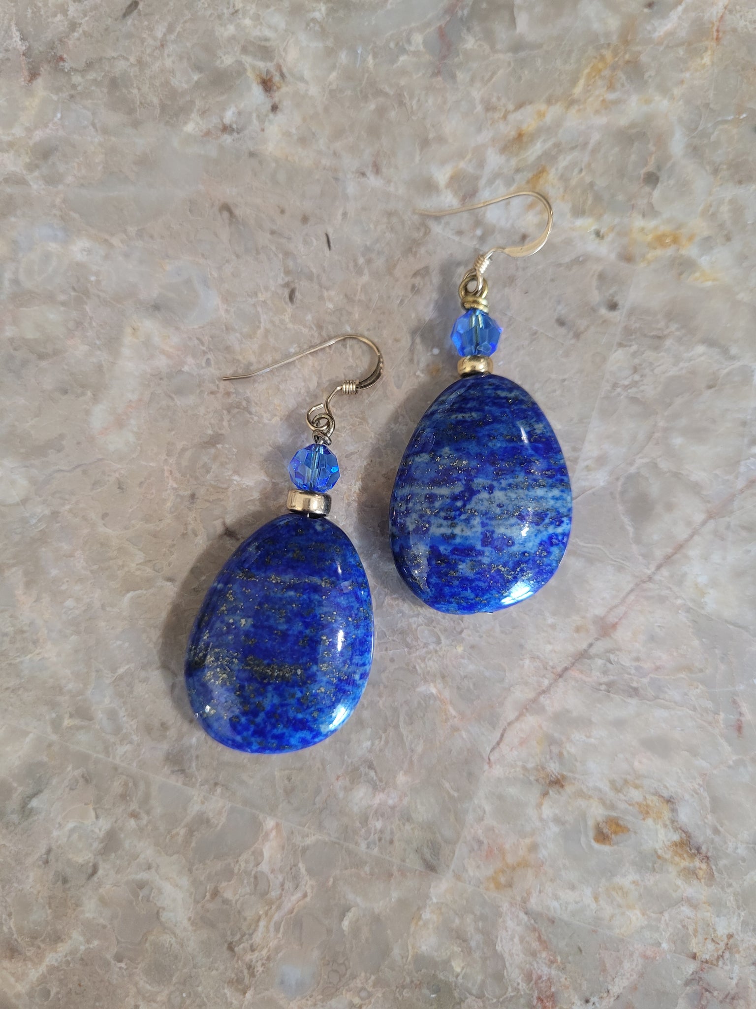 Tear Drop shape Lapis Lazuli Natural Stone Earrings