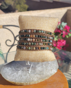 Indian Agate 5 layer beaded wrap bracelet