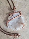 Brazilian Agate Crystal Filled Geode Pendant Necklace