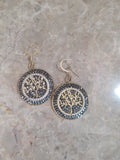 Hematite and Crystal Tree of Life Earrings