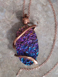 Rainbow Aura Titanium Oval Copper Wrap