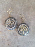 Hematite and Crystal Tree of Life Earrings