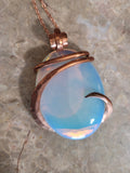 Oval Copper Wrapped Opalite Necklace/ Pendant