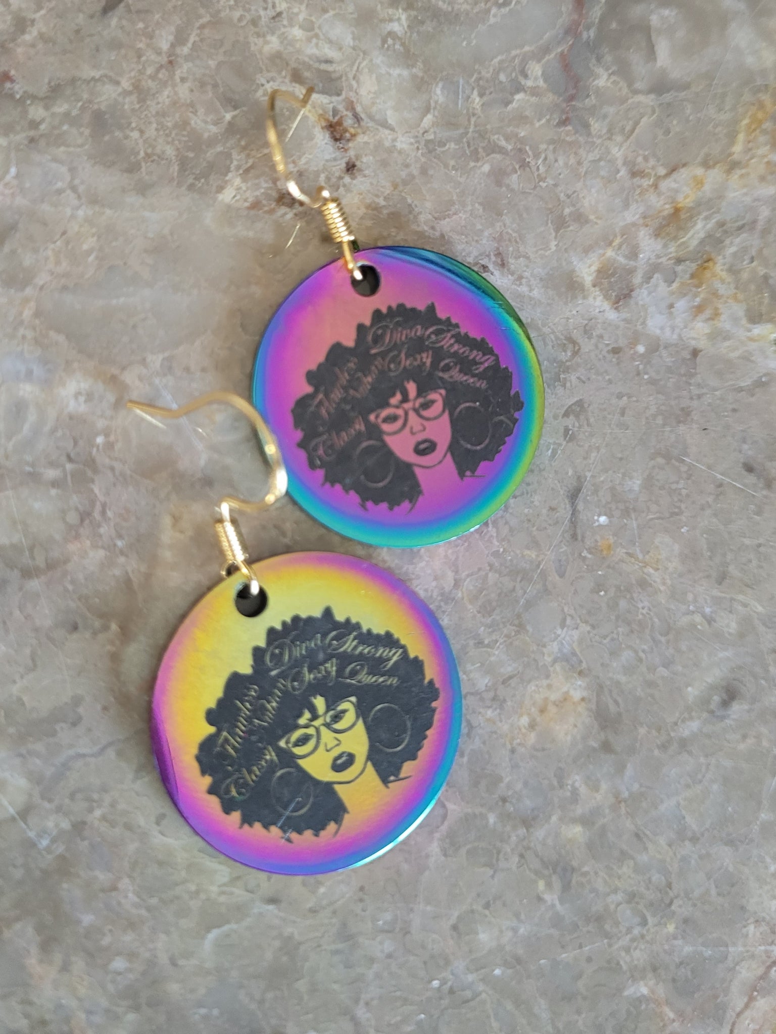 Holographic Gold Coin Self Celebration Earrings