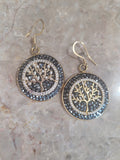 Hematite and Crystal Tree of Life Earrings