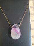 Tear Drop Shape Rainbow Fluorite Natural Stone Pendant #9