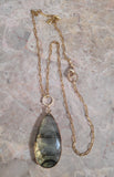 Faceted Tear Drop shaped Labradorite stone Necklace, minimalist natural stone necklace
