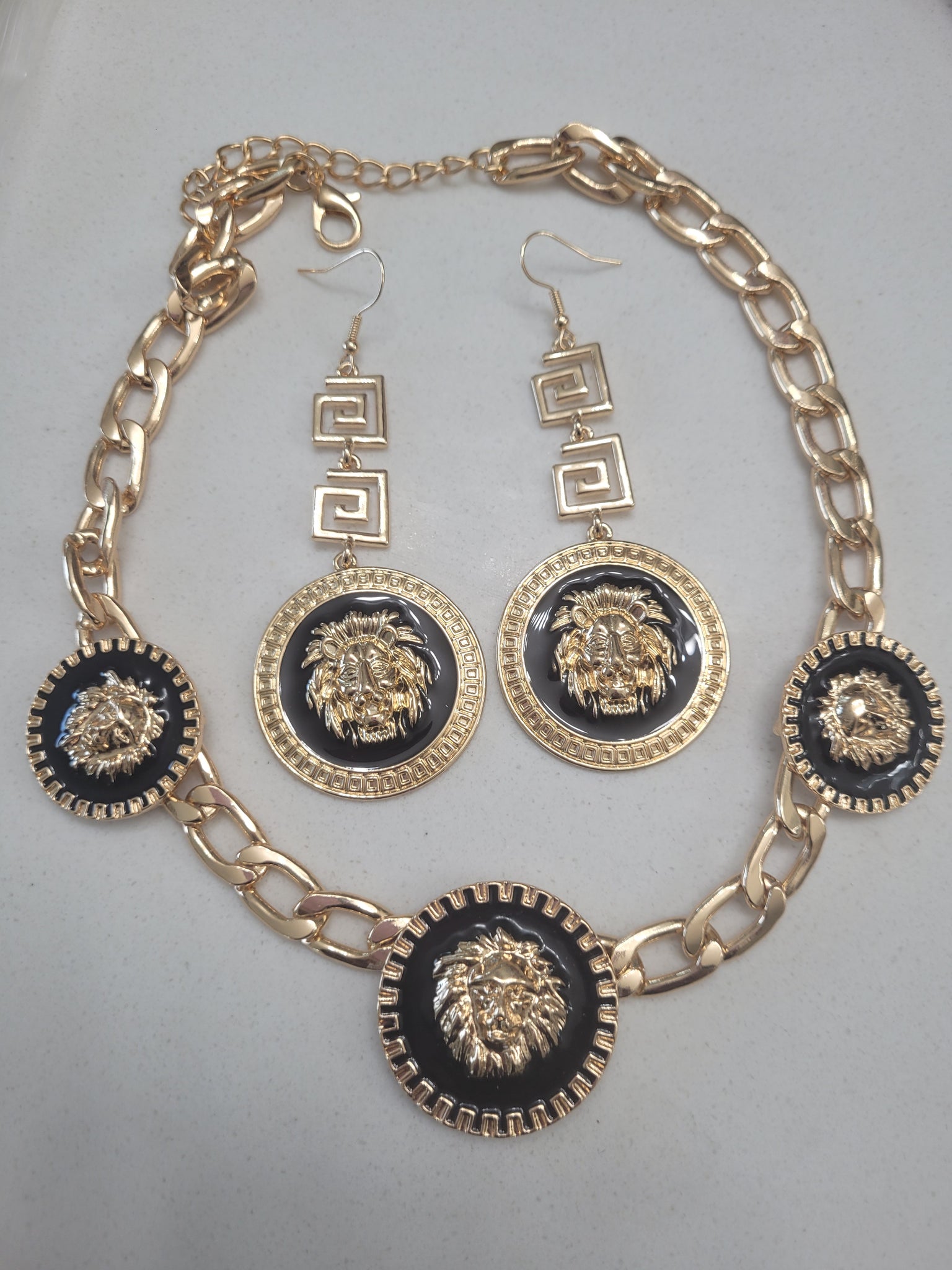 Designer Lion head Necklace and Earrings Set