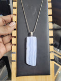 Long Rectangular Blue Lace Agate, natural stone necklace