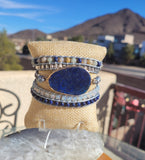 Lapis Lazuli and Opalite beaded unisex wrap bracelet