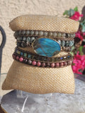 Natural Teal Blue Flash Labradorite Natural Stone Wrap Bracelet