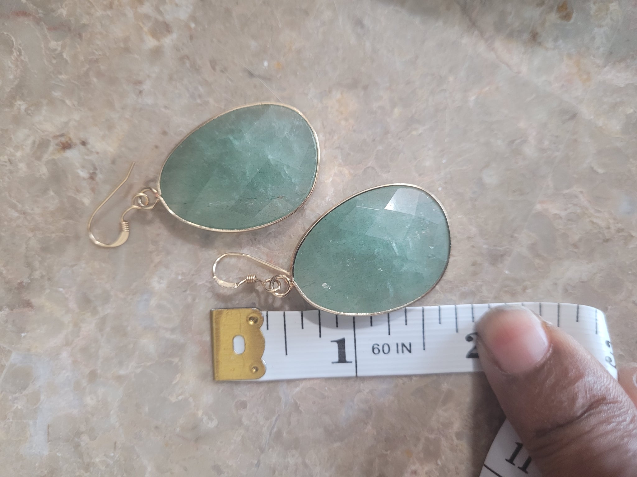 Aventurine Natural Stone faceted teardrop earrings
