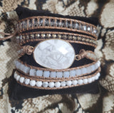 White Howlite Natural Stone Boho Style Wrap Bracelet