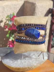 Blue Lapis Lazuli Stone Unisex Wrap Bracelet