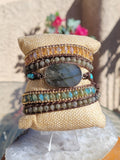 Flashy Blue Labradorite Natural Stone Wrap Bracelet