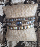Labradorite Natural Stone 3x Wrap Bracelet