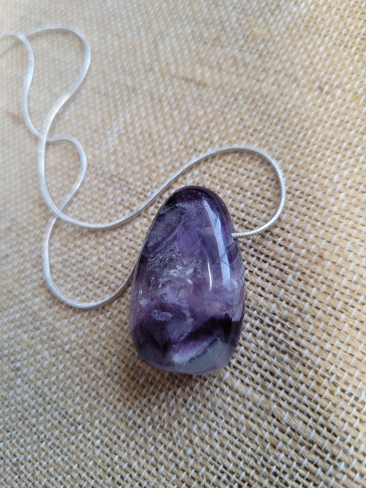 Purple Teardrop Shape Fluorite Natural Stone Pendant #1