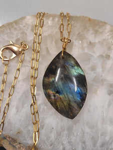 Irregular shaped Labradorite stone Necklace, minimalist natural stone necklace