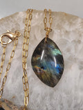 Irregular shaped Labradorite stone Necklace, minimalist natural stone necklace