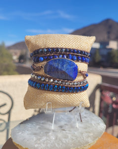 Blue Lapis Lazuli Stone Unisex Wrap Bracelet