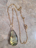 Faceted Tear Drop shaped Labradorite stone Necklace, minimalist natural stone necklace