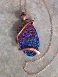 Rainbow Aura Titanium Oval Copper Wrap
