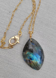 Irregular shaped Labradorite stone Necklace, minimalist natural stone necklace