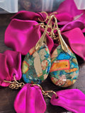 Sea Sediment Jasper Teardrop Earrings-Multi Color
