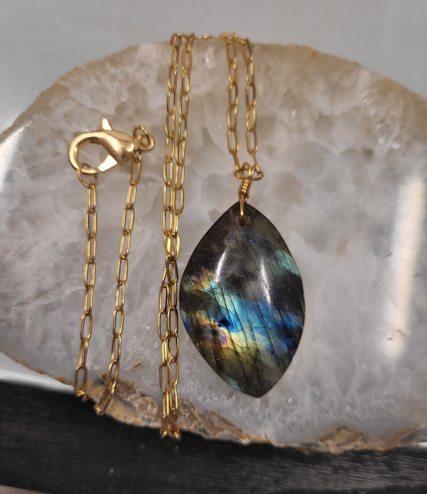 Irregular shaped Labradorite stone Necklace, minimalist natural stone necklace