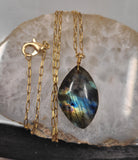 Irregular shaped Labradorite stone Necklace, minimalist natural stone necklace