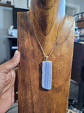 Long Rectangular Blue Lace Agate, natural stone necklace