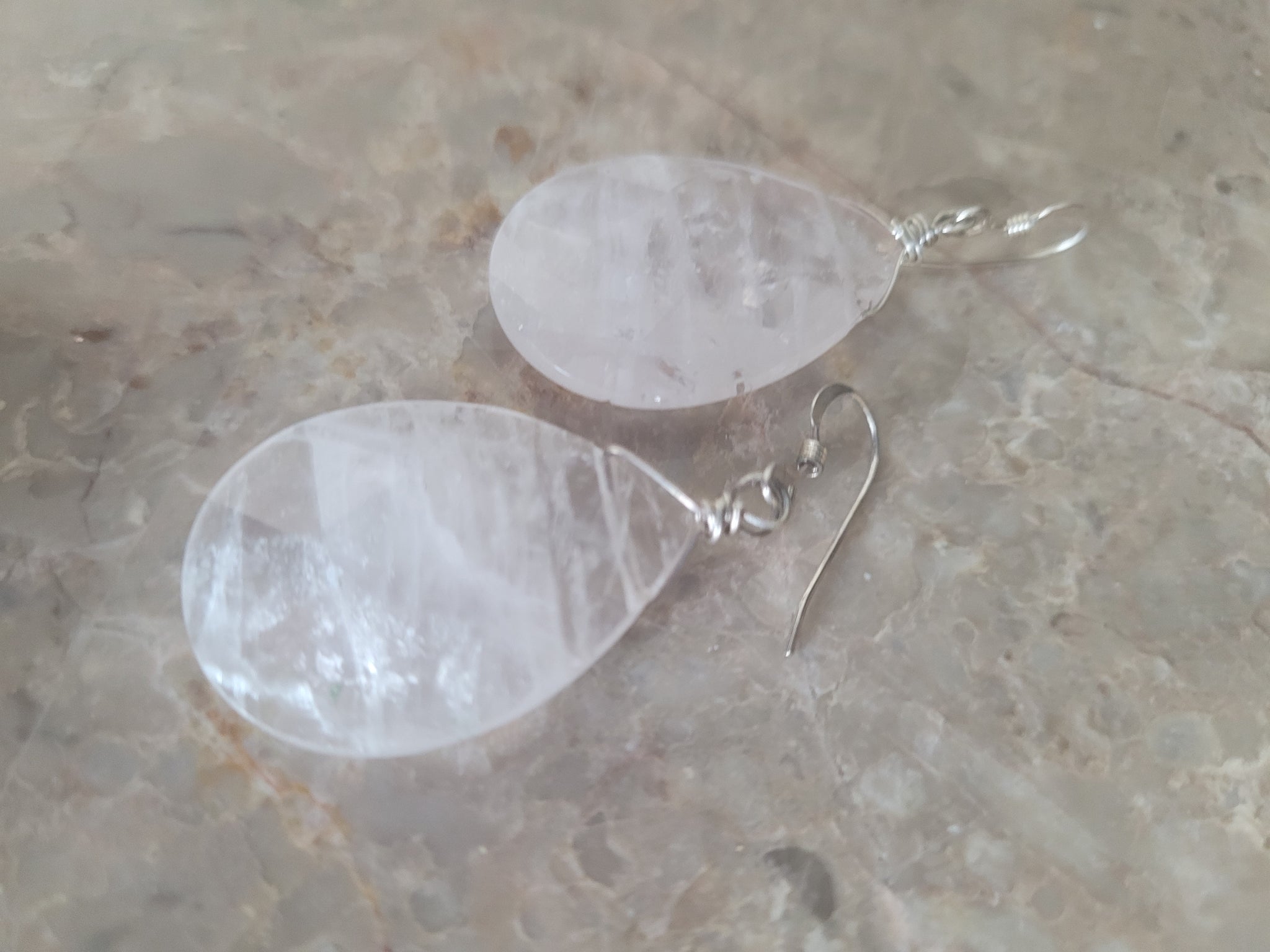 Teardrop Shape Rose quartz Earrings