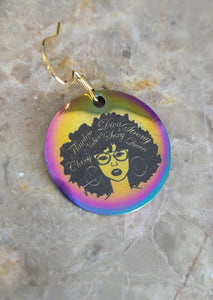 Holographic Gold Coin Self Celebration Earrings